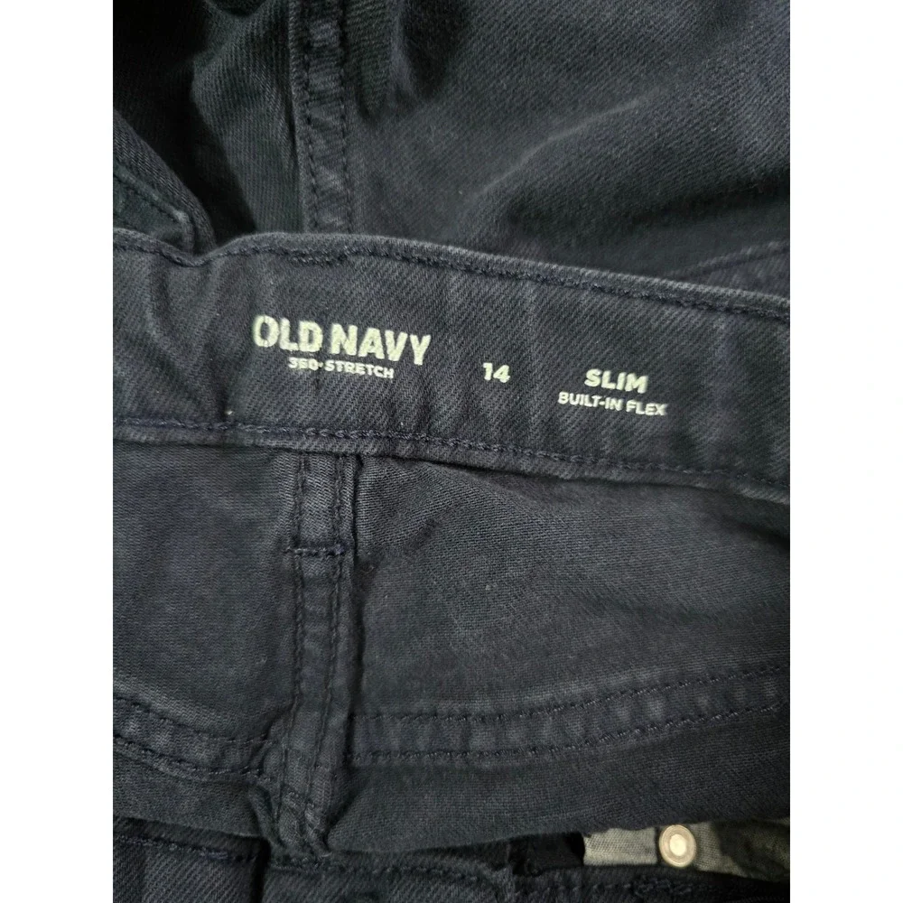 Old Navy Boys Slim Jeans Size 14 Dark Navy Blue 360 Stretch Built-In Flex Pants